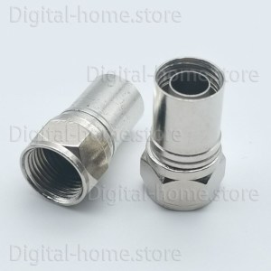 Brass 75 Ohm RG6 F Male Twist-on Four shielded Conical Connector RF Coaxial Crimp Plug
