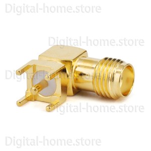 50 Ohm SMA Female Right Angle Connector Solder 90° Jack Attachment Thru Hole PCB